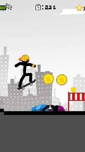 火柴人滑板特技安卓中文版游戏  v1.0图2