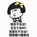 爱我不会说吗晚安不会说吗宝贝不会喊吗需要我嘴对嘴教吗表情包
