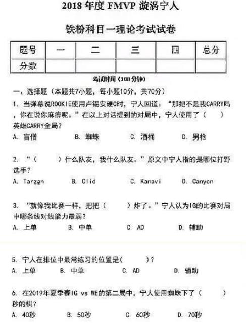 sofm打野科目一试卷图1